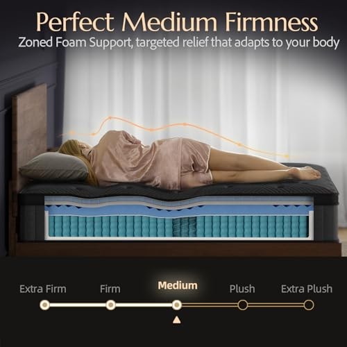 Aura Hybrid Mattress for Master Bedroom and Shared Use, Medium Queen 12 Inch
