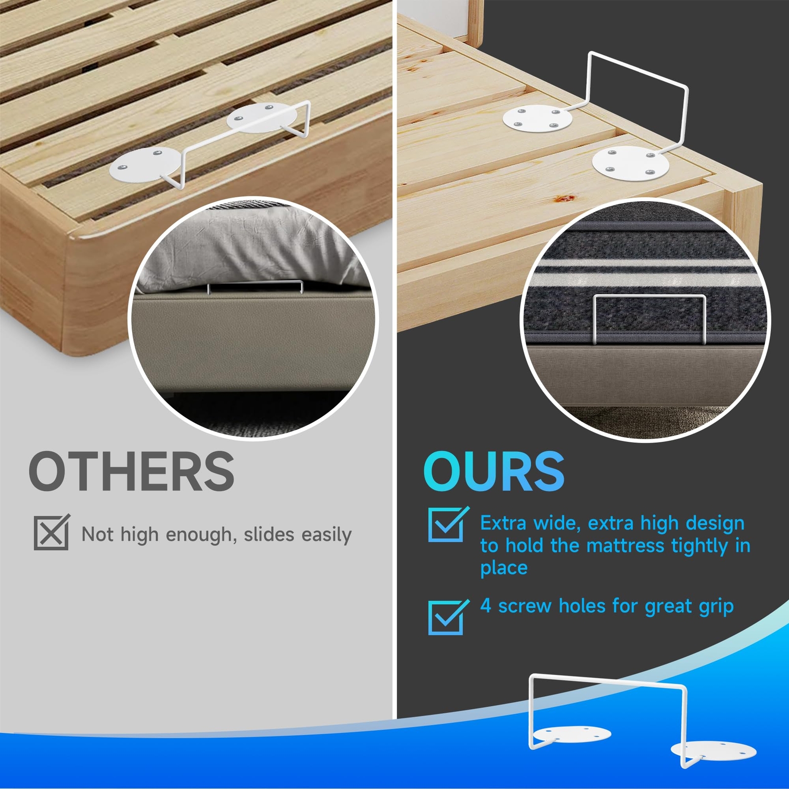 Mattress Retainer Bar For Adjustable Bed Keep Mattress Stopper From Sliding W…