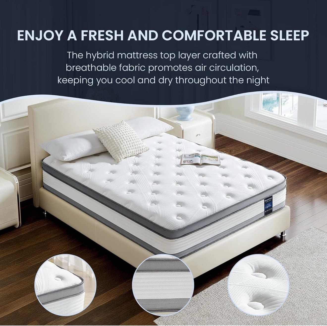 Twin Size Mattress 12 inch Deep Sleep Medium Firm Hybrid with Memory Foam