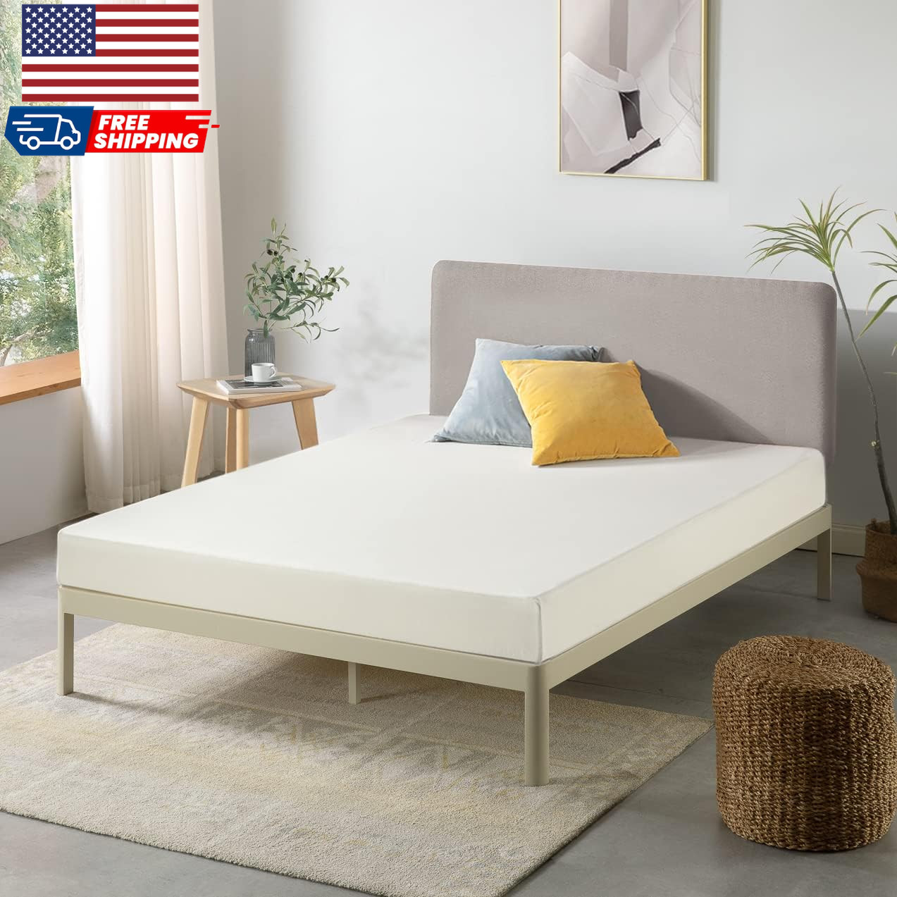 6 Inch Queen Short Mattress for RV Camper, Green Tea Memory Foam
