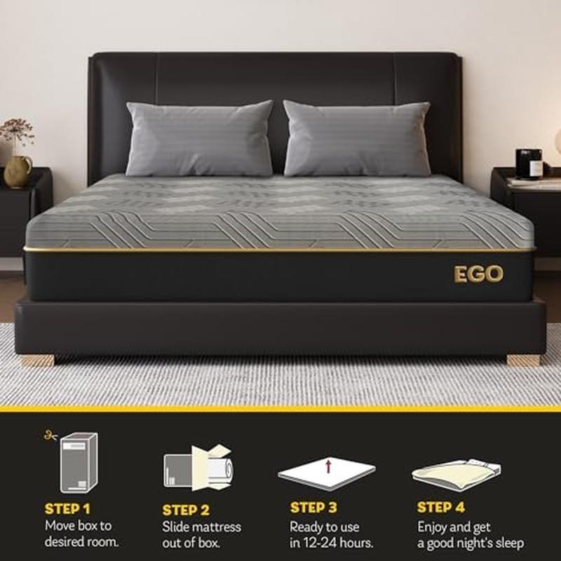 Queen 12 In Cooling Gel Memory Foam Mattress Therapeutic Back Pain Relief New