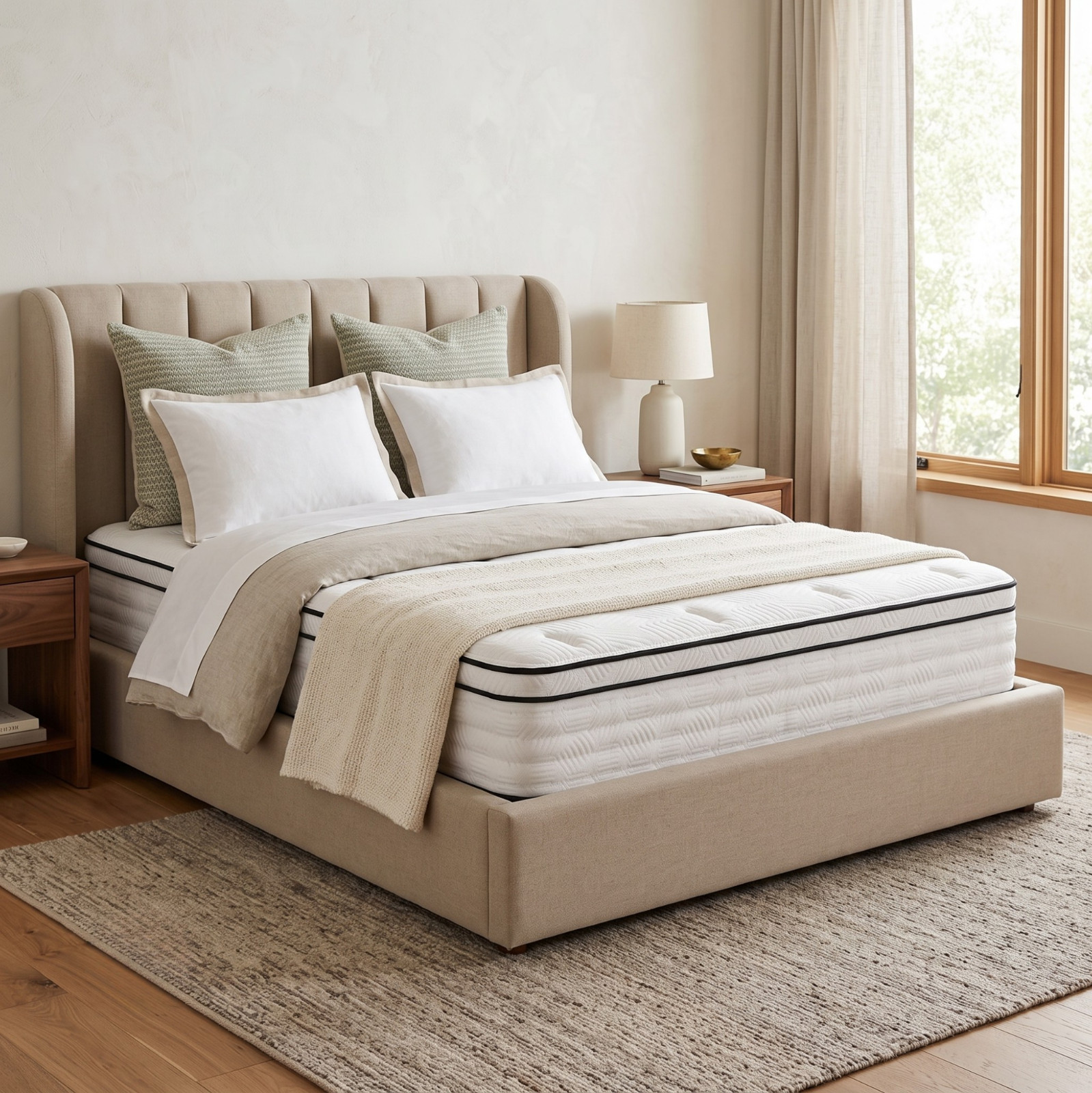 12″ Euro Top Pocket Coil Hybrid Memory Foam Mattress Medium Firm Bed in a Box
