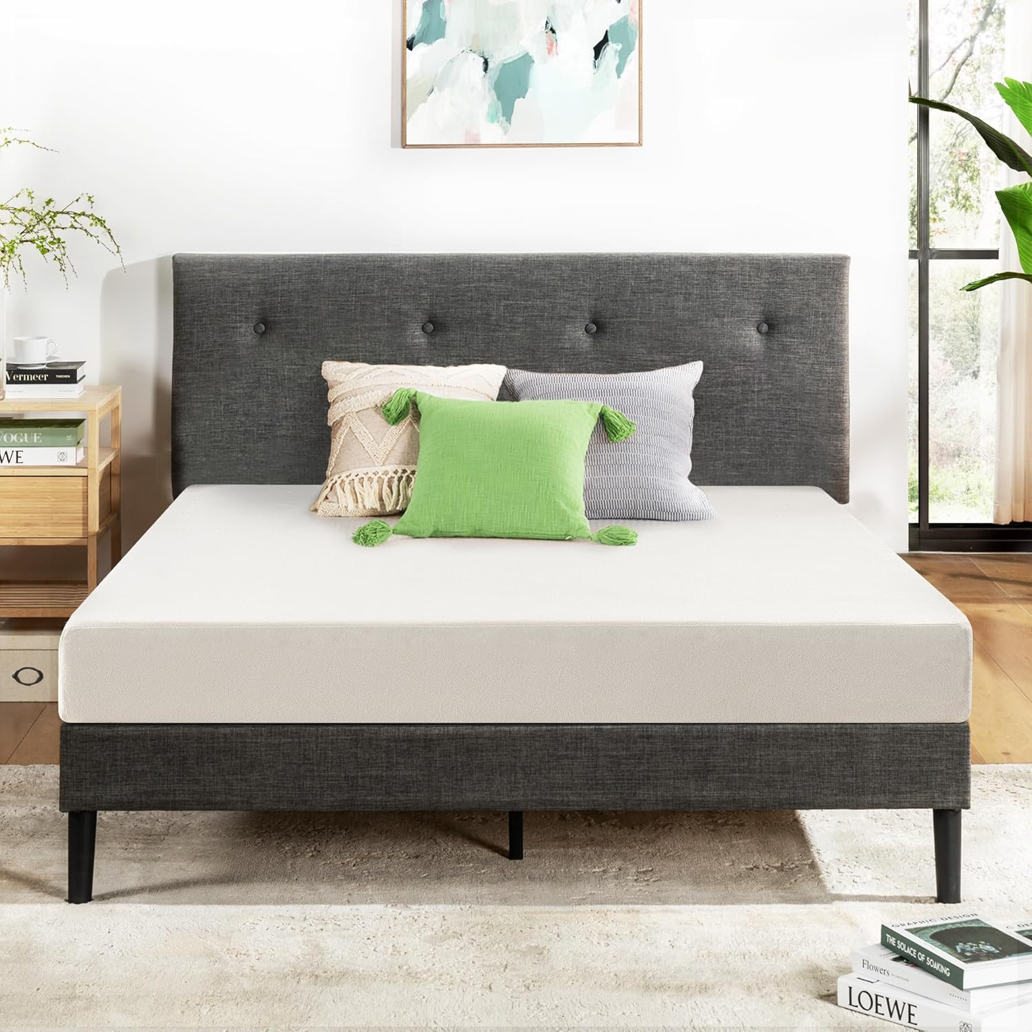 Best Price Mattress Full Mattress 6 Inch Bed-In-A-Box, Green Tea Memory Foam Whi