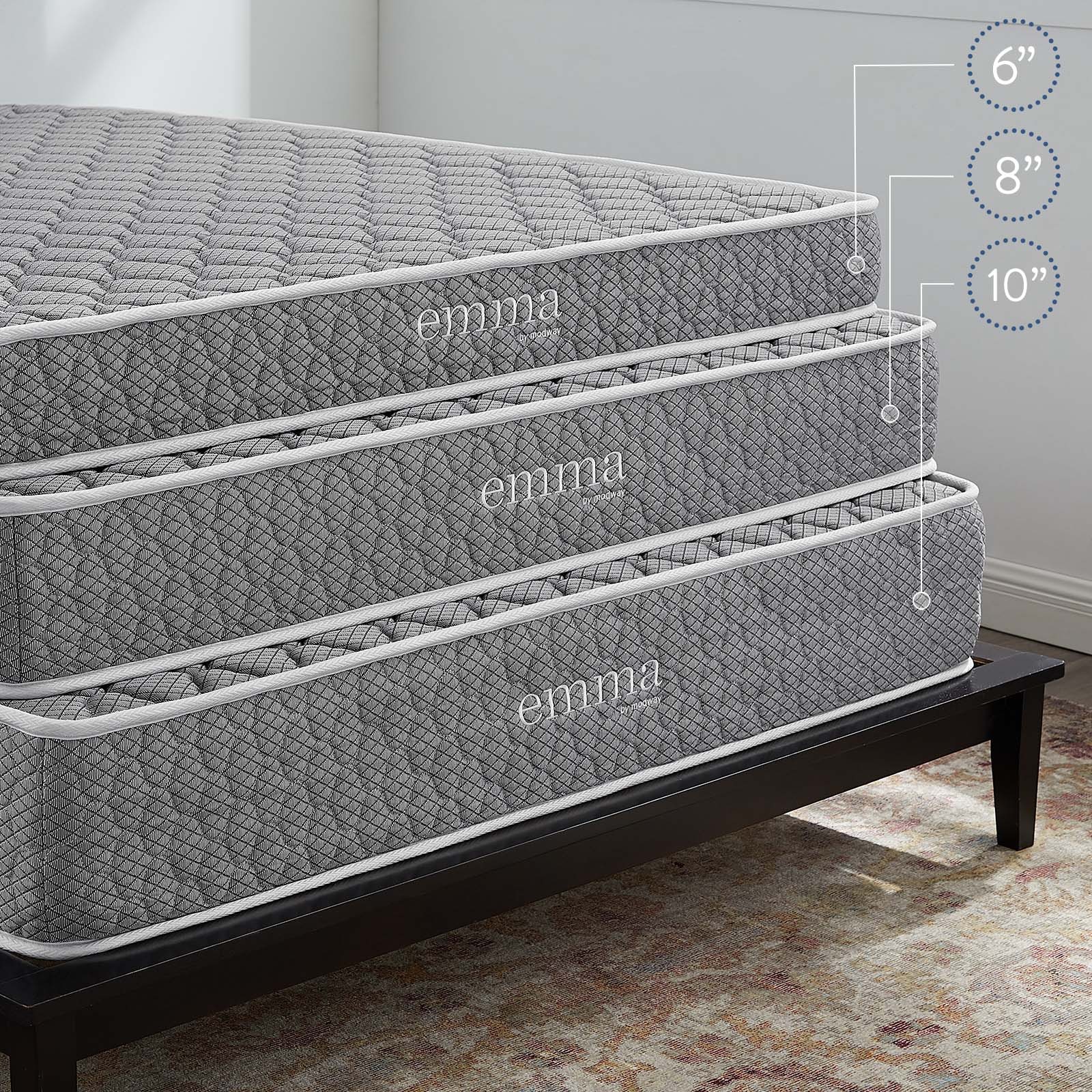 Emma White 6 Inch Twin Mattress MOD-5560-WHI Emma Collection by Modway