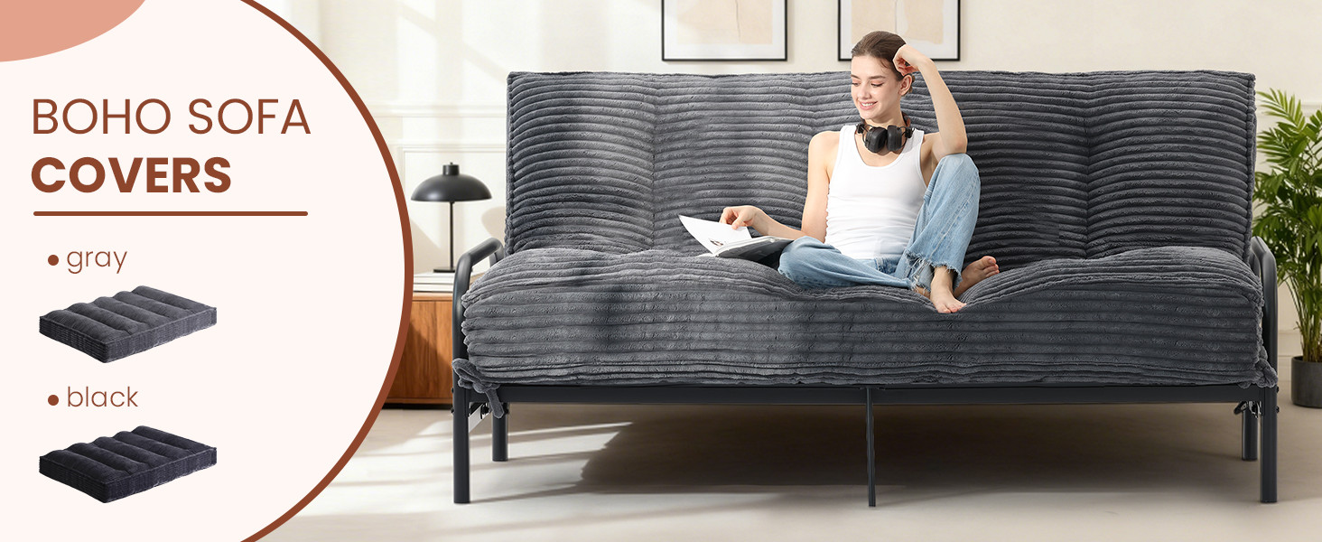10″ Futon Mattr Queen Size,Futons Sofa Couch Bed with Straps, Thi