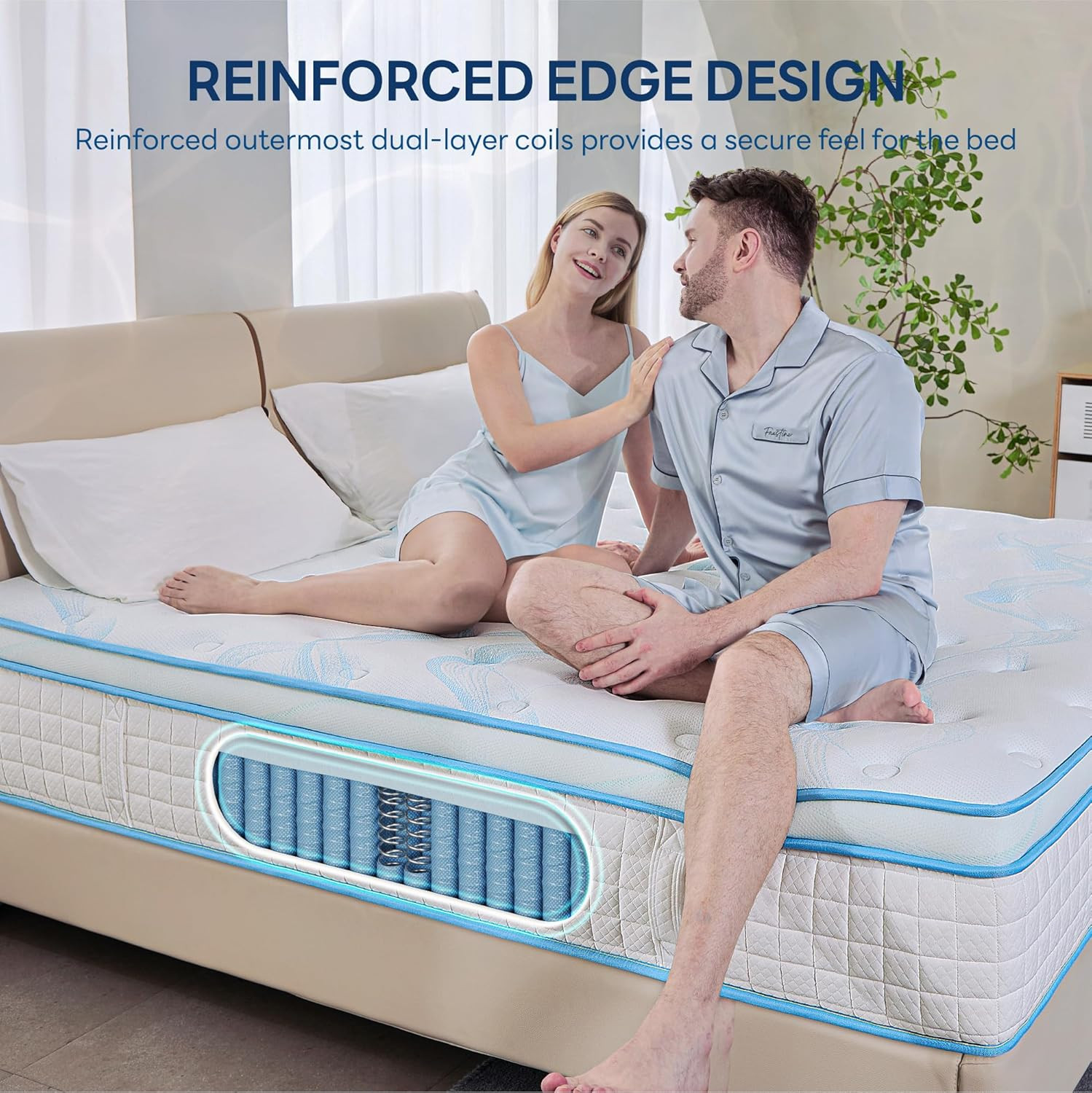 14″ Hybrid Mattress – USA Made, Gel Foam, Pocket Springs, Cooling Tech, Medium F