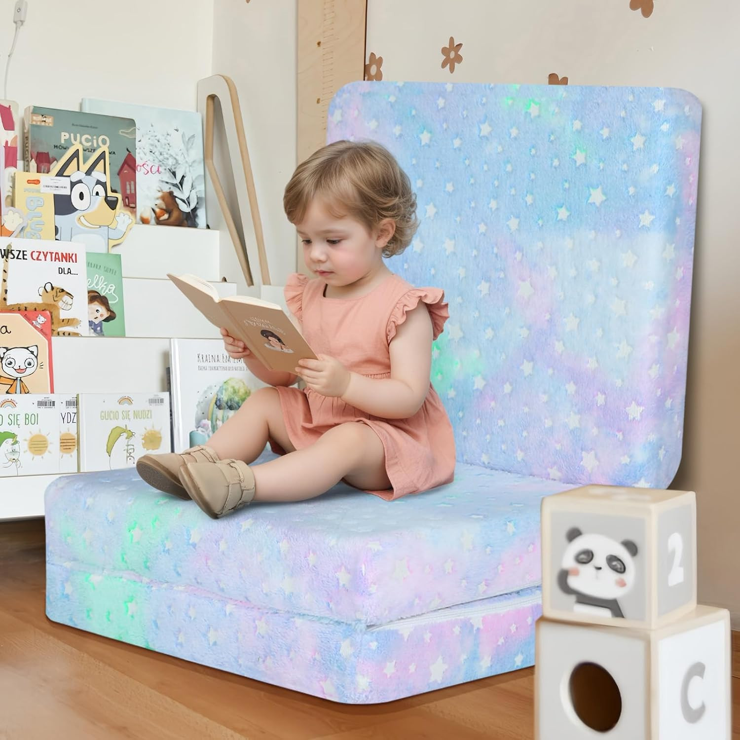 Glow Star Trifold Kids Mattress – Portable 57×22 Inch Folding Futon Mat