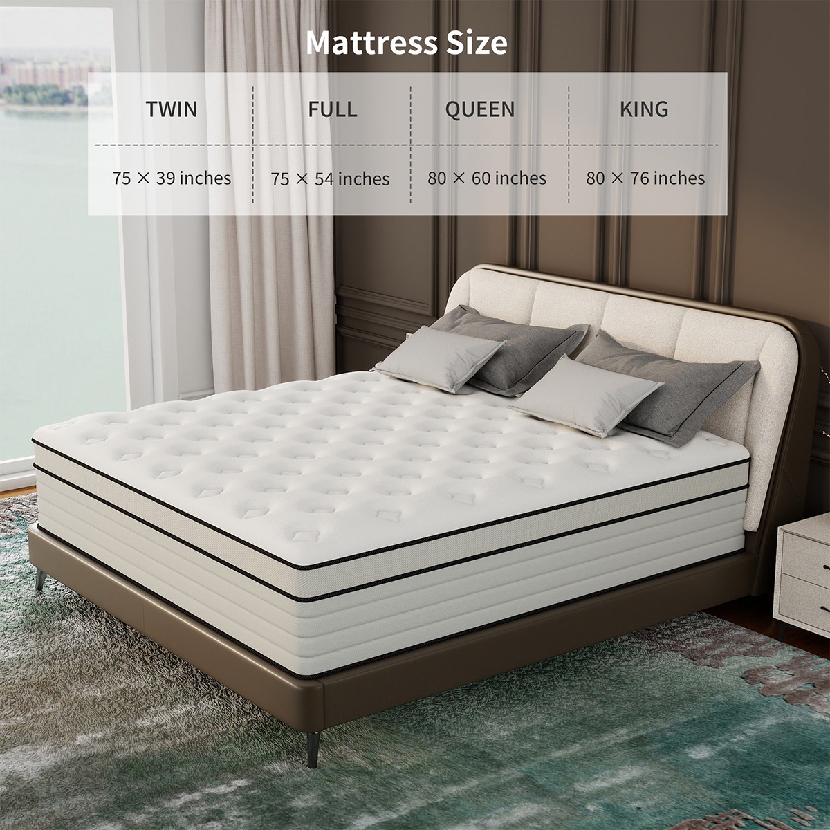 12″ 14″ Gel Memory Foam Hybrid Spring Mattress Queen Twin Full King In A Box