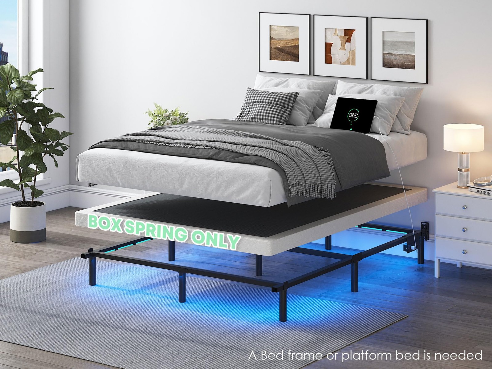 QEROMY 5 Inch Low Profile Box Spring, Sturdy Metal Frame Queen, 5
