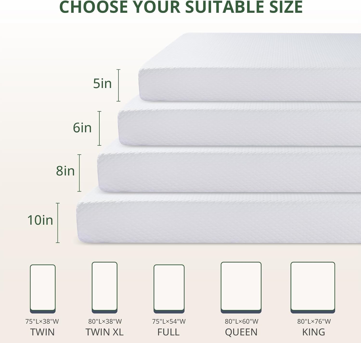 6 Inch Gel Infused Memory Foam Mattress for Twin Beds – Removable Washable Cover
