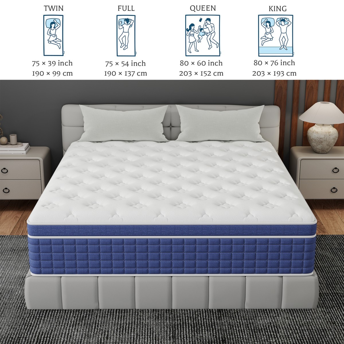 12″ 14″ Hybrid Mattress in a Box Twin Full Queen King Pocket Spring Medium Firm