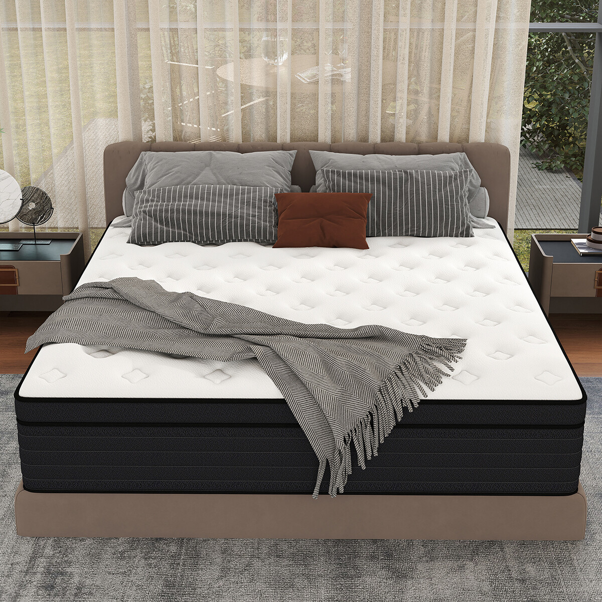 14/12/10 Inch Twin Full Queen King Mattress Memory Foam Spring Hybrid In A Box