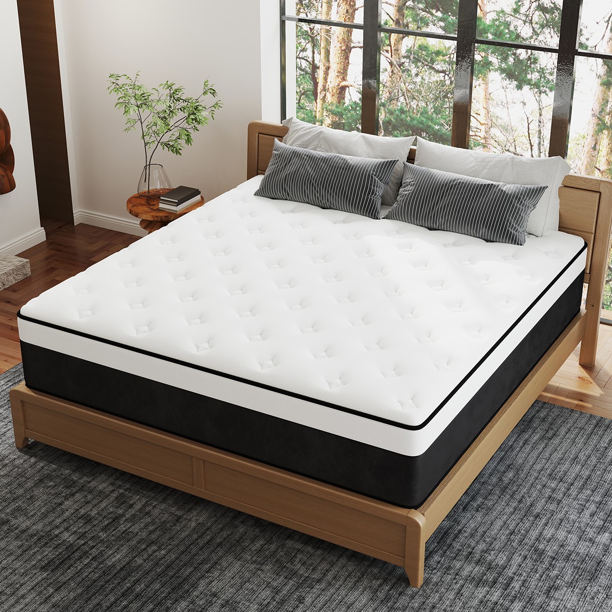 12/14 Inch Mattress Hybrid Memory Foam Bed in A Box, Twin Full Queen King Size