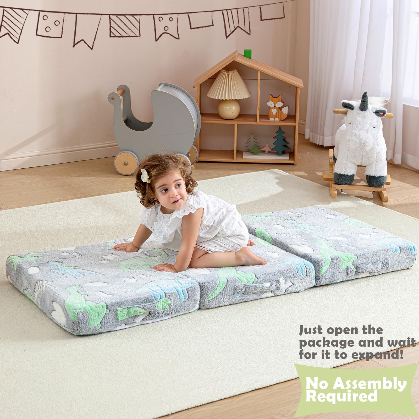 Foldable Floor Mattress for Kids,Folding Toddler Floor Nap Mat for Sleeping D…