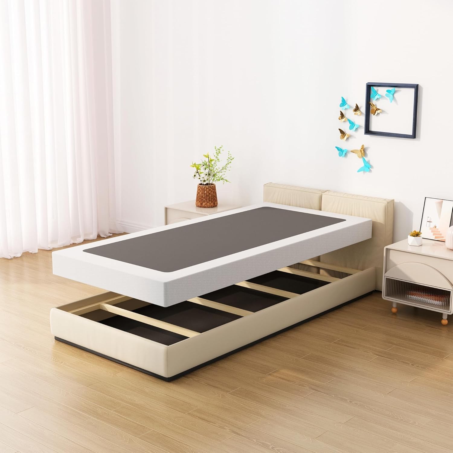 Upcanso Twin XL Box Spring Bed Base 6 Inch, Low Profile Metal Boxspring XL Twin