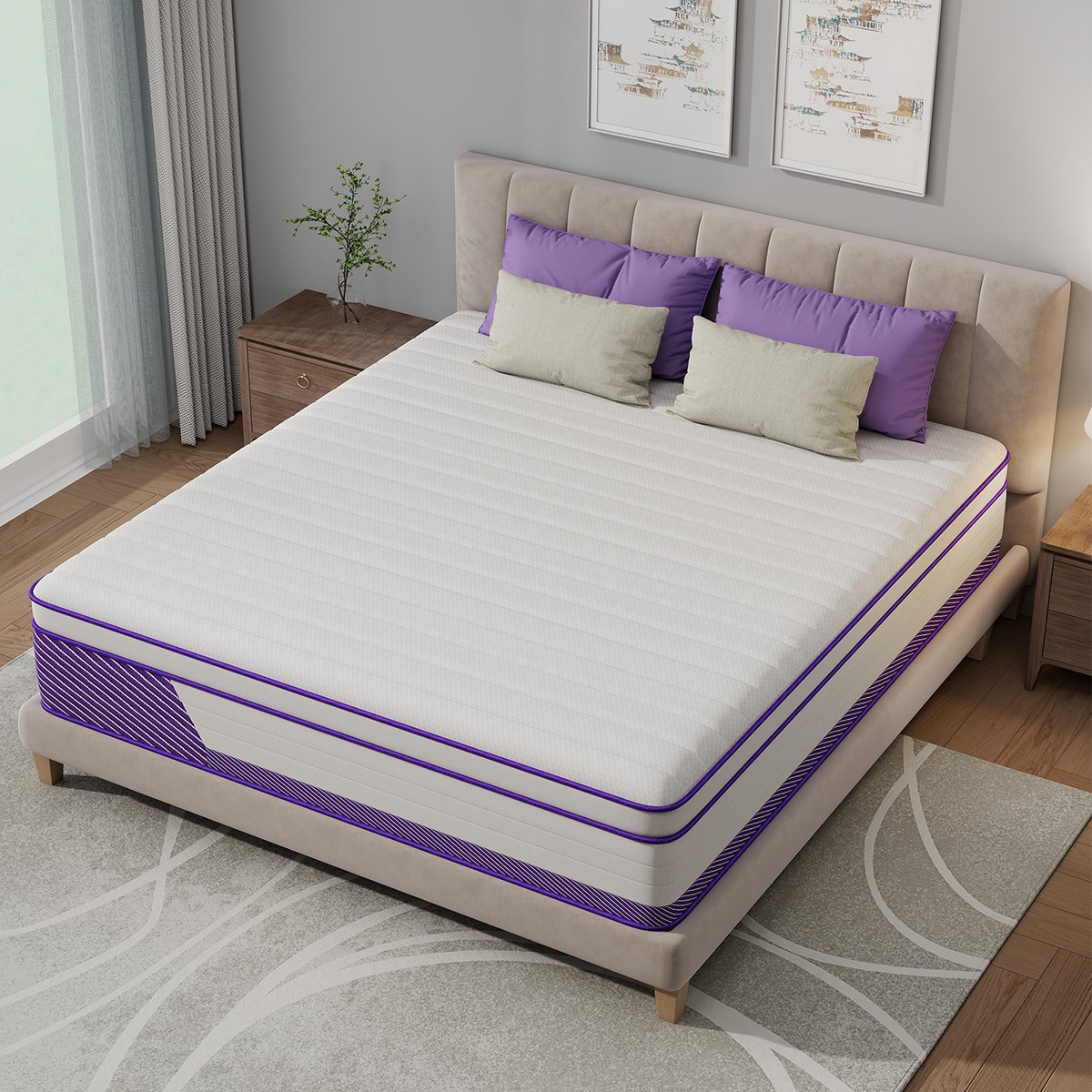 12 Inch Hybrid Spring Mattress in Box Gel Memory Foam Twin Full Queen King Size