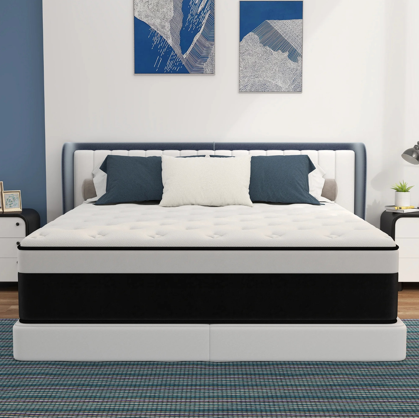 Colchón Queen 14” Gel Memory Foam Híbrido Medium Firm Hybrid Mattress Euro Top