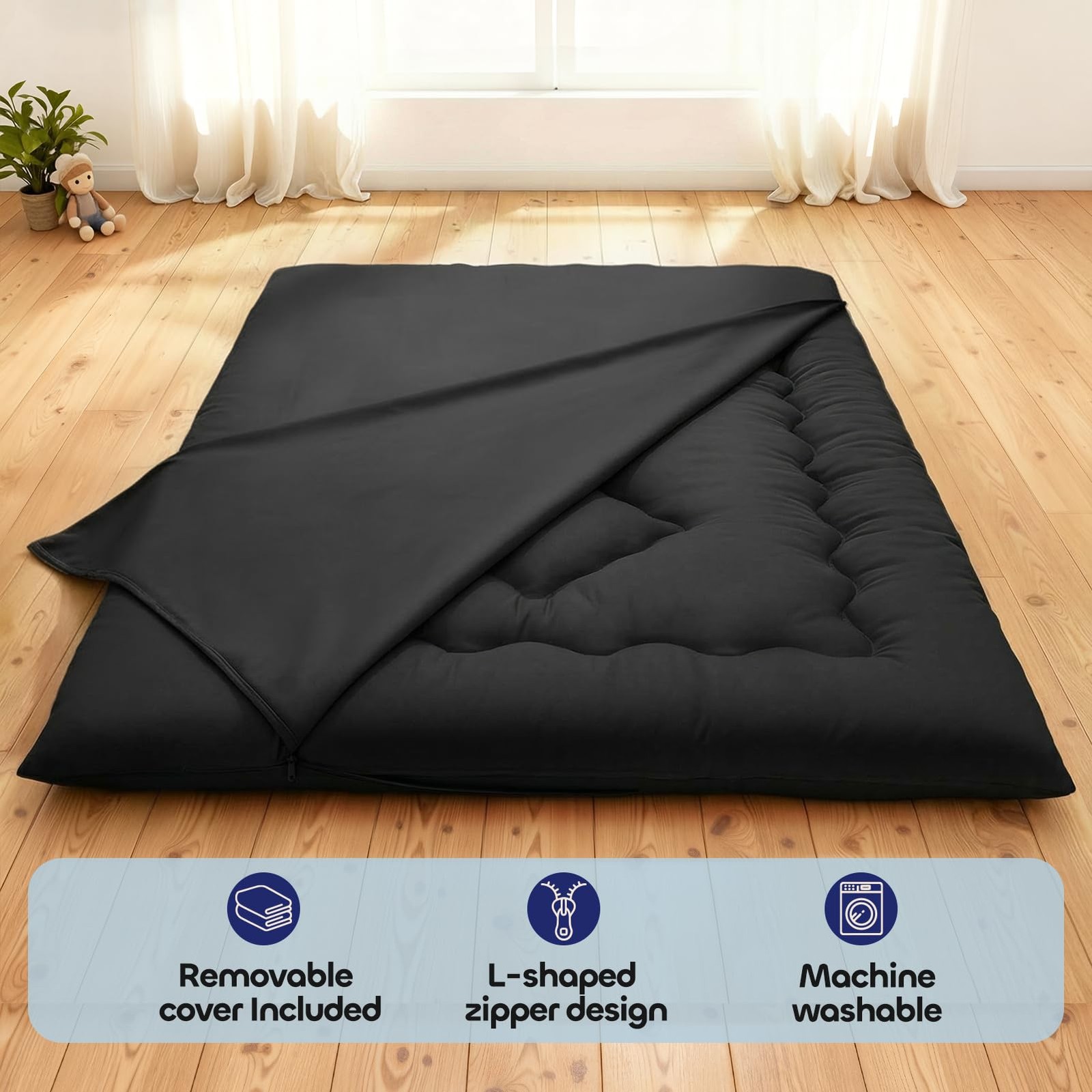 4″ Thick Japanese Floor Mattress – Space Saving Foldable Floor Mat for Guests…