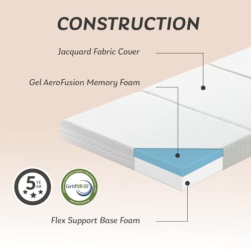 Folding Mattress Topper, 4 inch Single Tri-fold Memory Single 75″×25″ 4 Inch