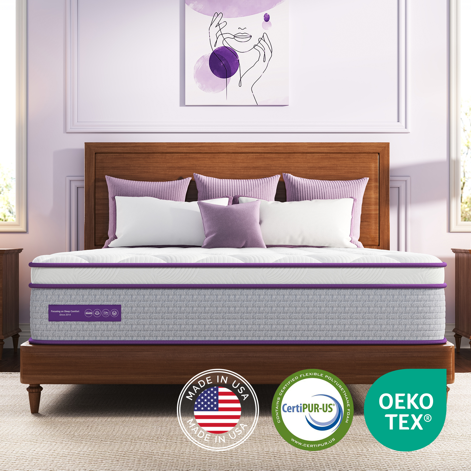 8/10/12 in Pillow Top Memory Foam Hybrid Mattress In A Box, Twin/Full/Queen/King