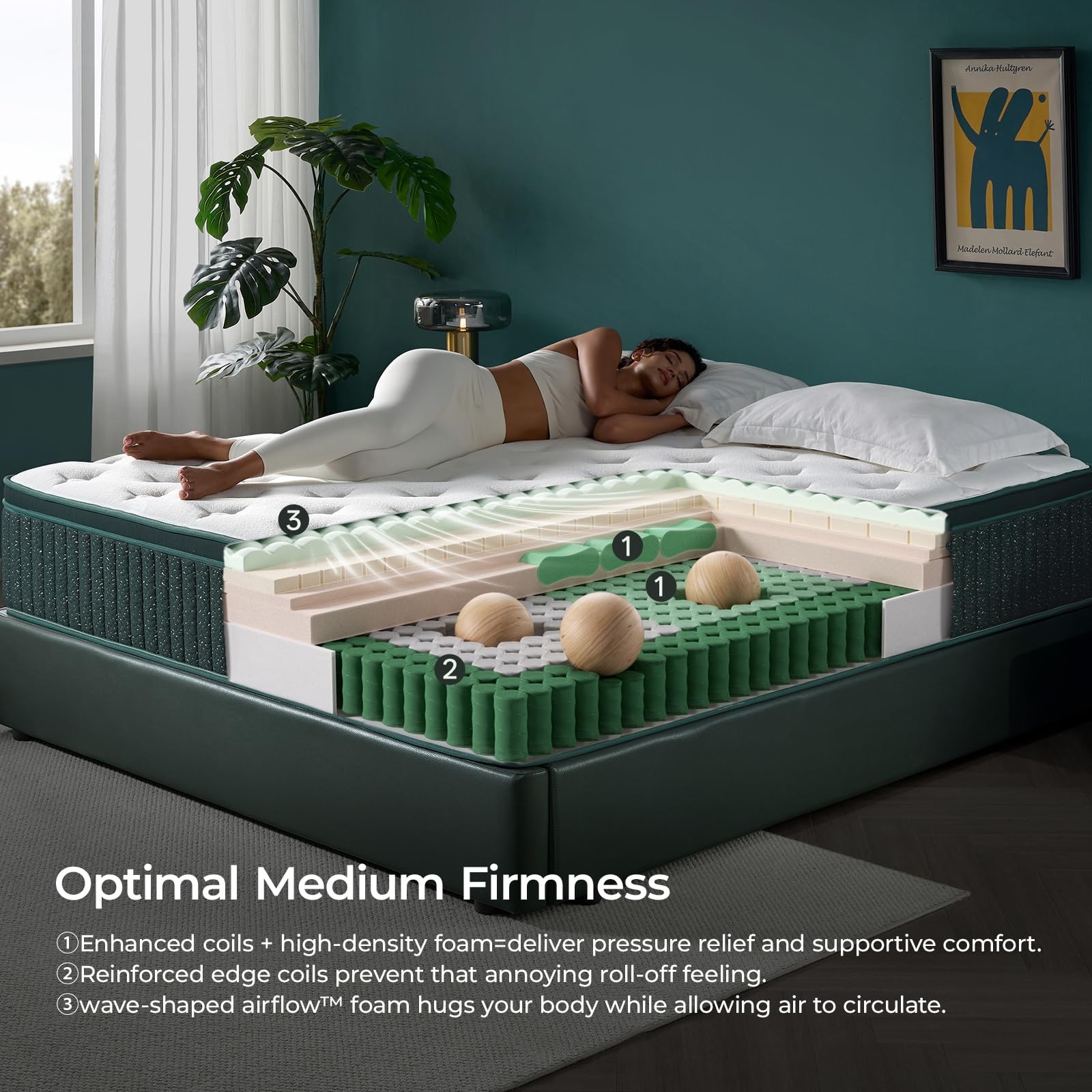 Mambrc 12 Inch Queen Hybrid Mattress Plush Firm Feel Cooling Gel Memory Foam Poc