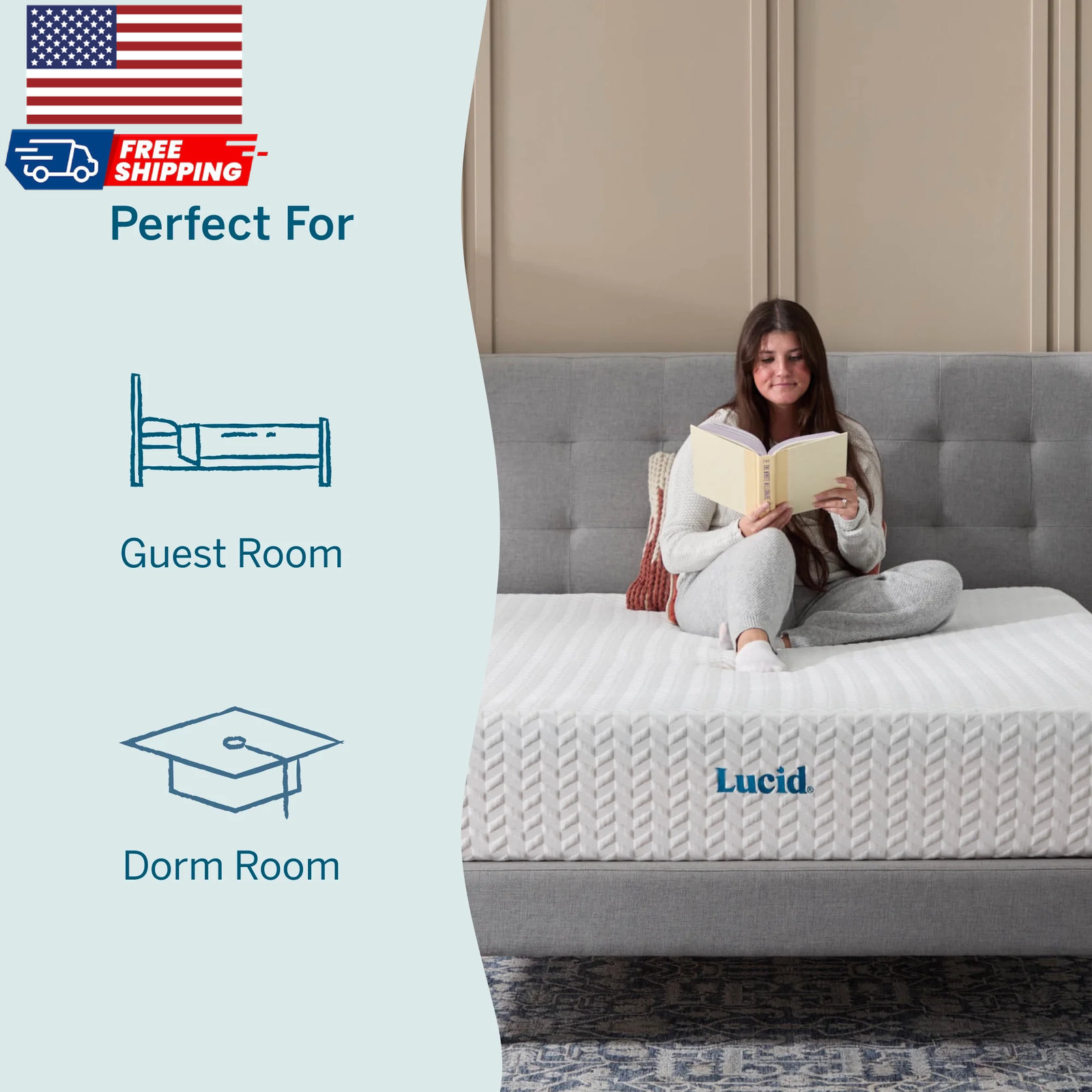 Lucid Refresh 10″ Dual-Layer Gel Memory Foam Mattress Firm Cooling Bed in a Box