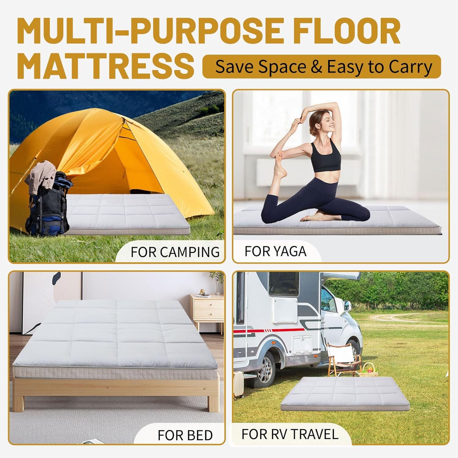NAIZEA 5 in Extra Thick Futon Floor Mattress, Japanese Folding Roll Up Mattress