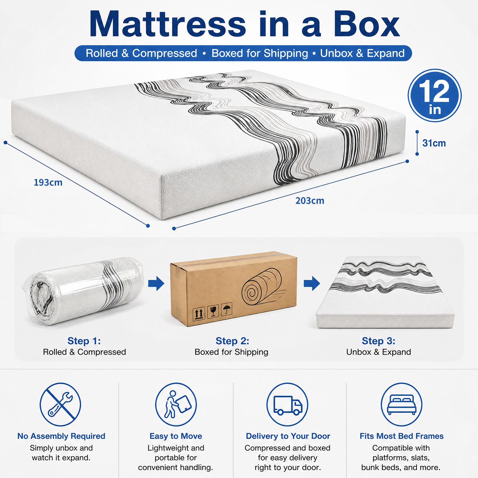 King Size Memory Foam Mattress Cooling Gel Top Motion Isolation for Partners