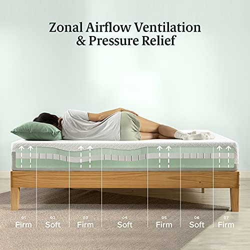 ZINUS 8 INCH GREEN TEA LUXE MEMORY FOAM MATTRESS QUEEN PRESSURE RELIEVING