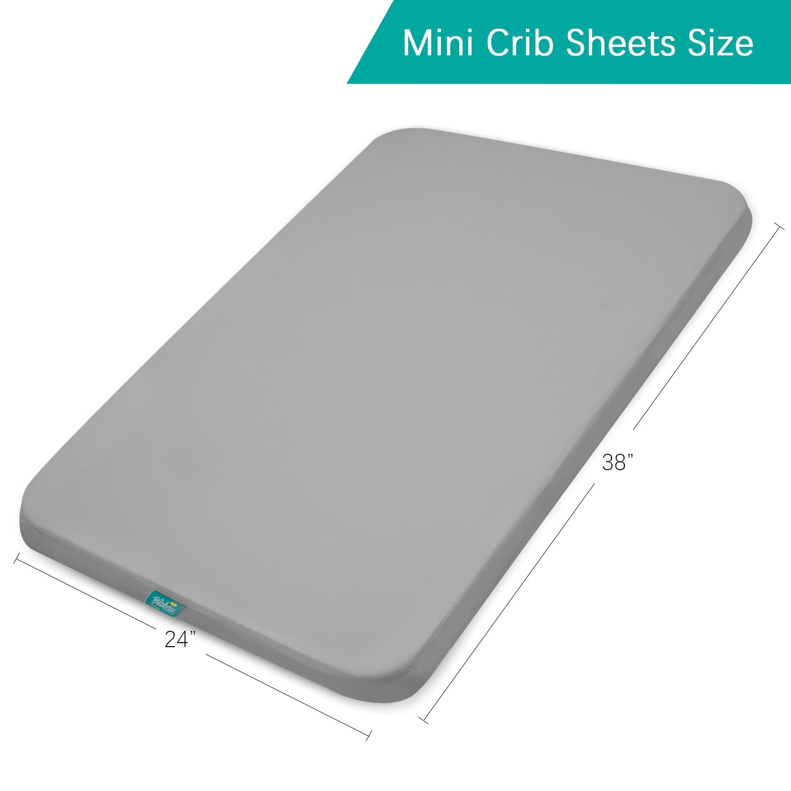 Biloban Mini Crib Sheets Fitted Waterproof 38″ X 24″, Grey