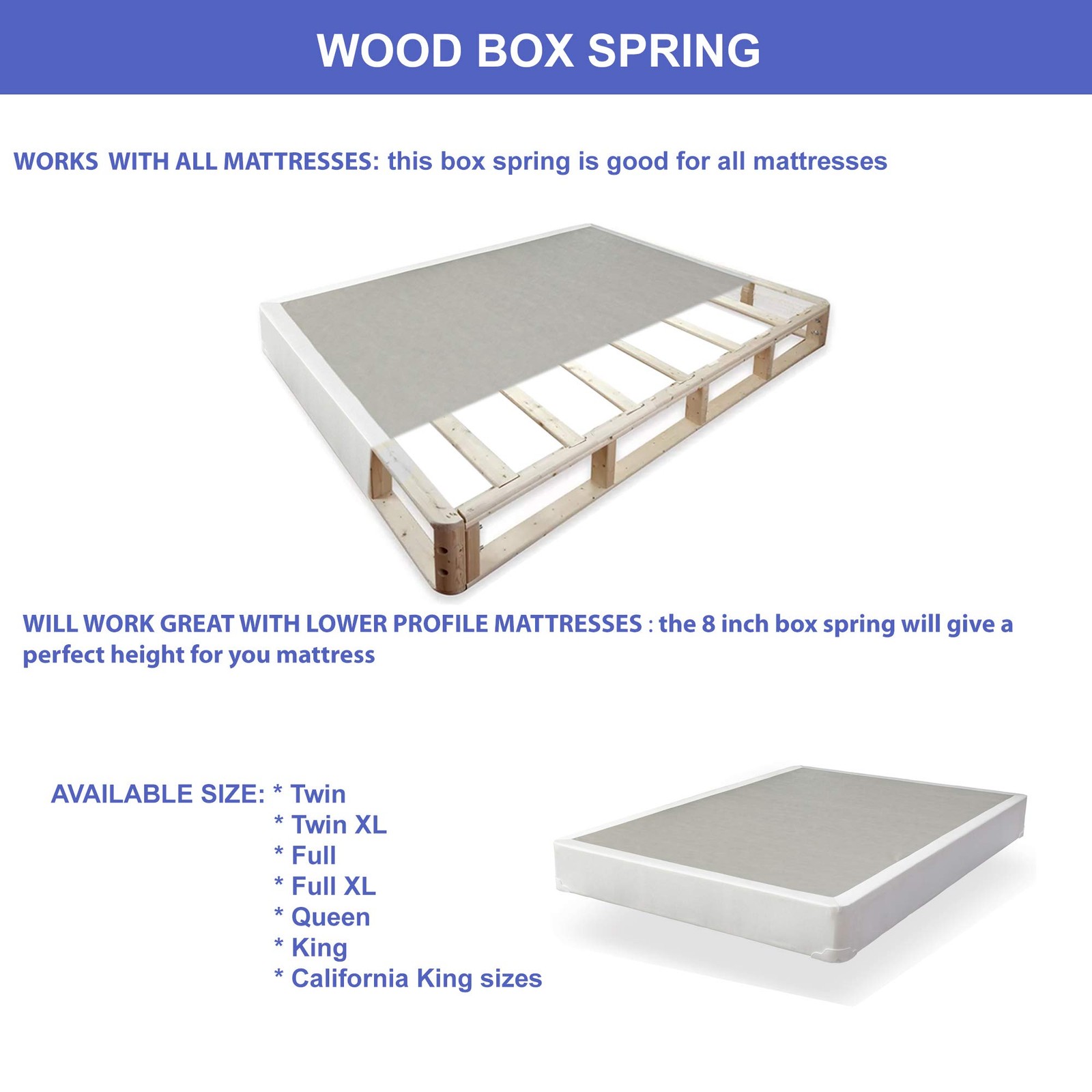 Fully Assembled Wood Traditional Spring/Foundation for Mattress, Twin XL