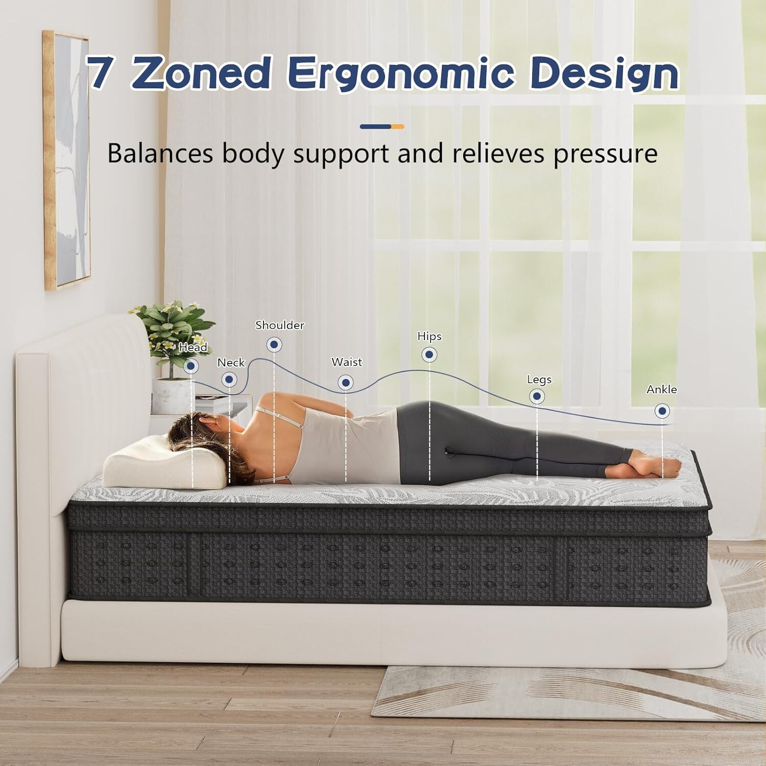 14″ Queen Hybrid Mattress Memory Foam Pocket Spring Mattress, Motion Isolation