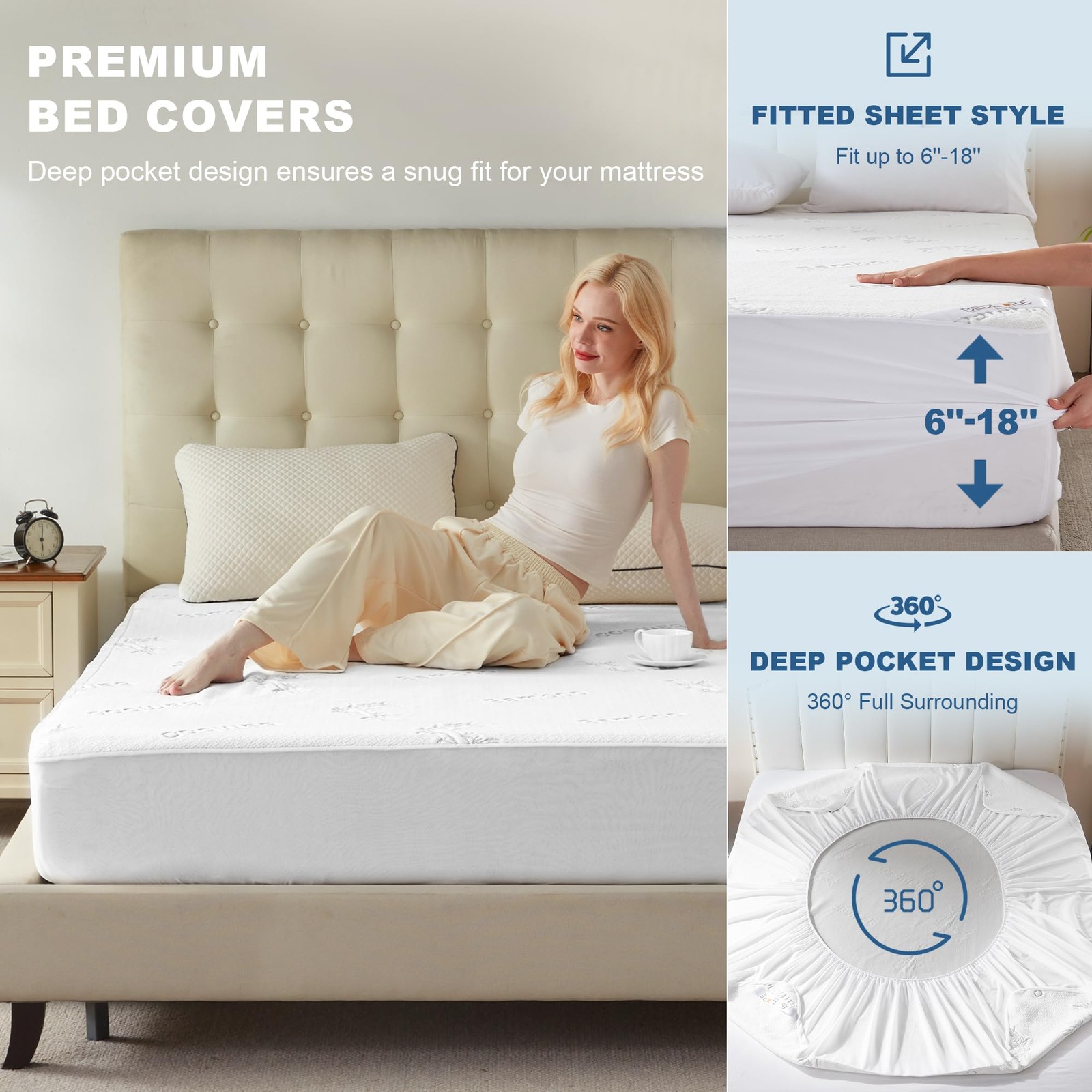 BEDLORE California King Size Waterproof Mattress King, White