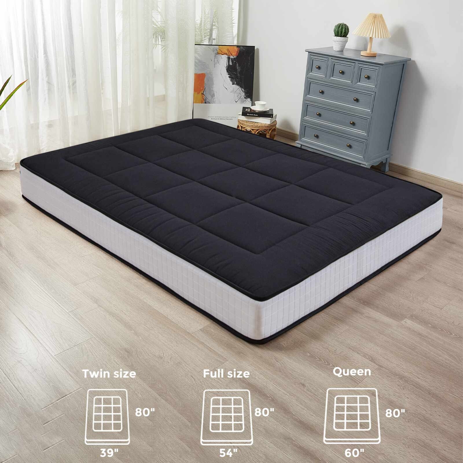8” Extra Thick Japanese Floor Futon Mattress Folding Sleeping Floor Guest Pad