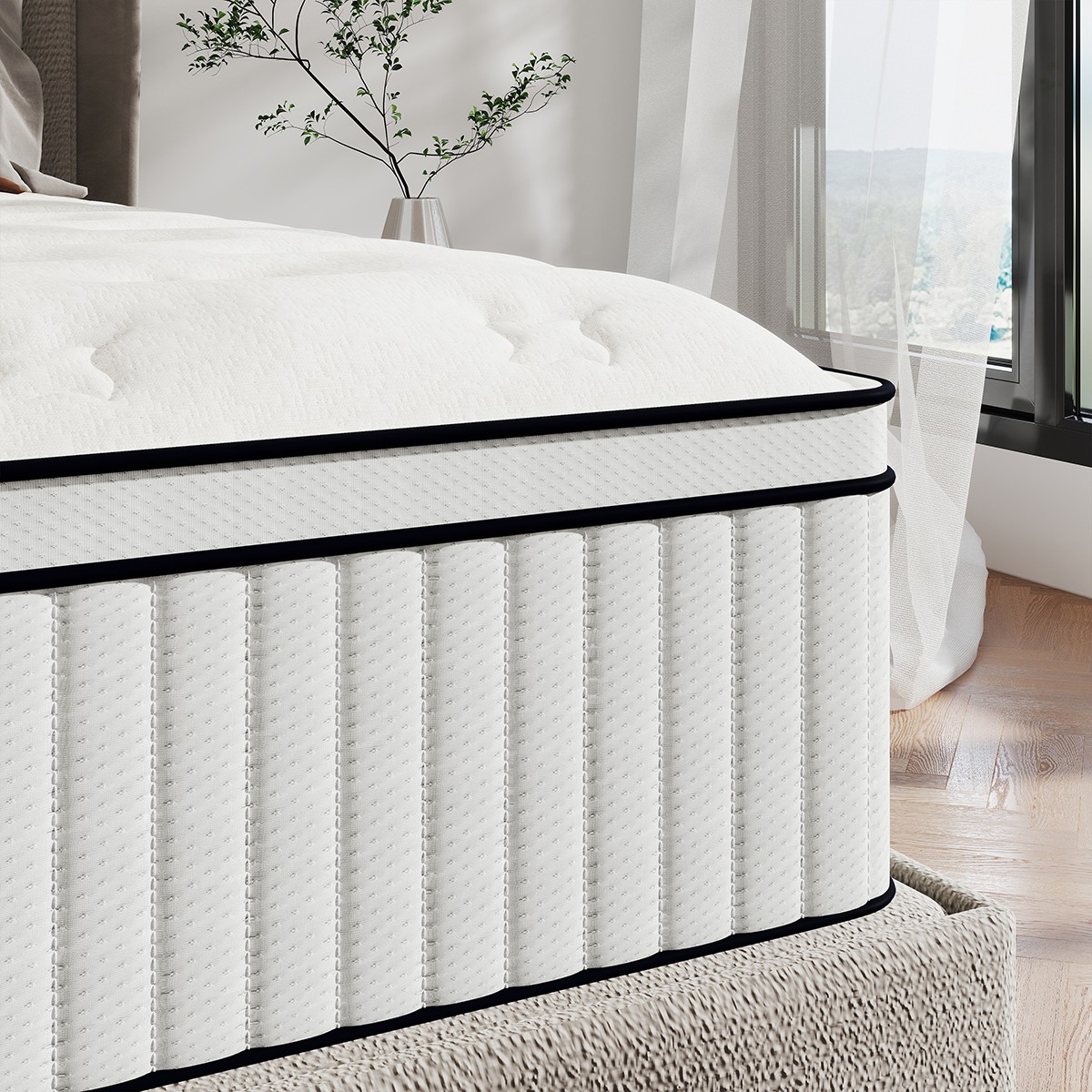 12″/14″ Twin Full Queen King Size Mattress Hybrid Spring Gel Memory Foam White