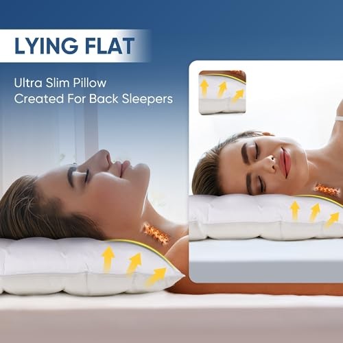 MINUPWELL Ultra Flat Pillows for Sleeping Thin, 7D High Support 2.5 inch