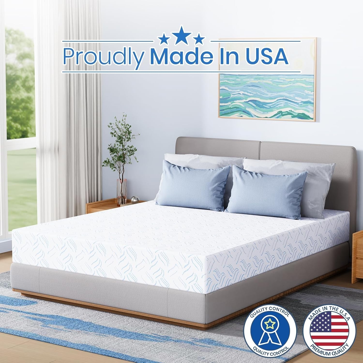 California King Mattress 8″ Gel Memory Foam Mattress in a box with Washable Cove