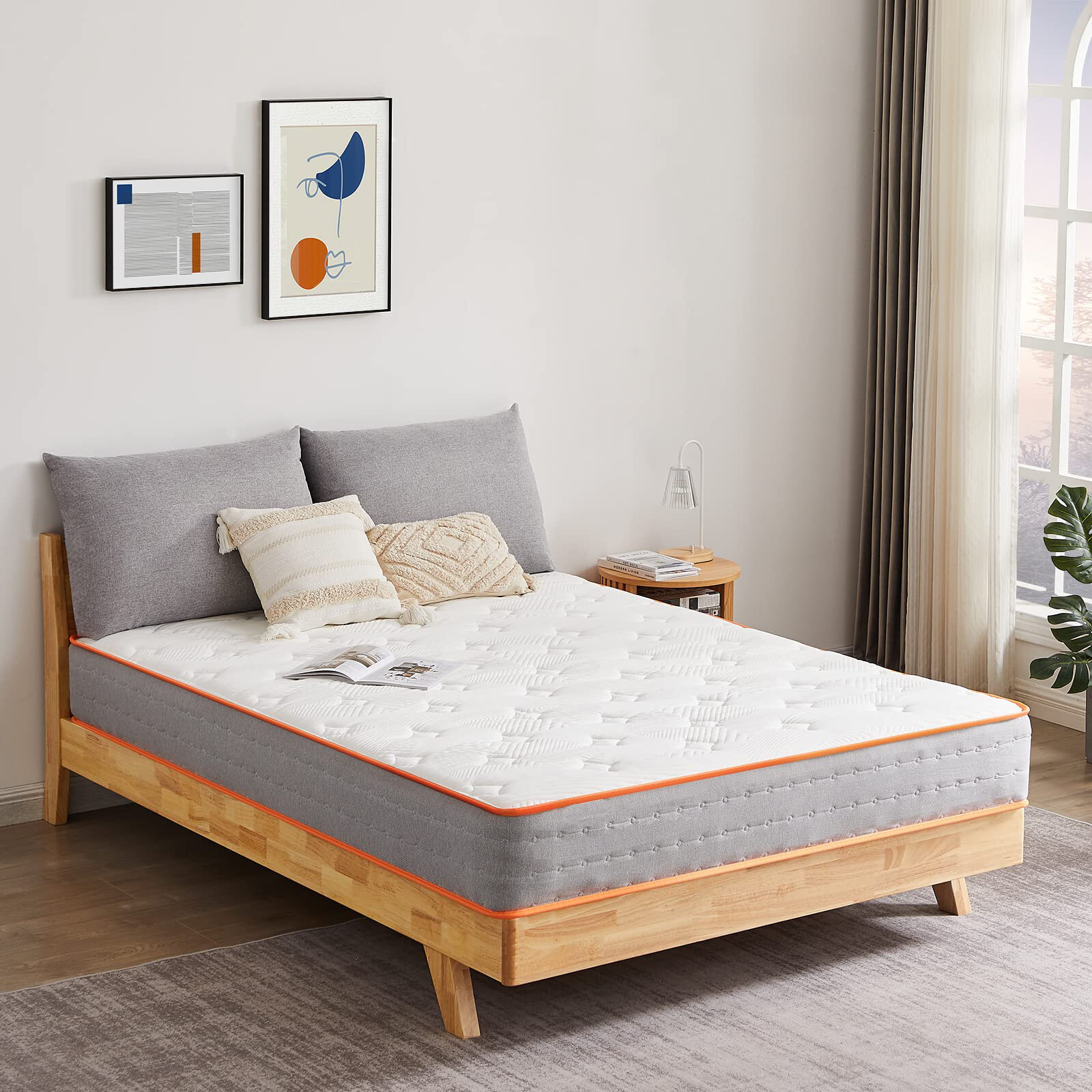 OUUI 10 inch Hybrid Mattress, Gel Memory Foam Individually Pocketed Spring
