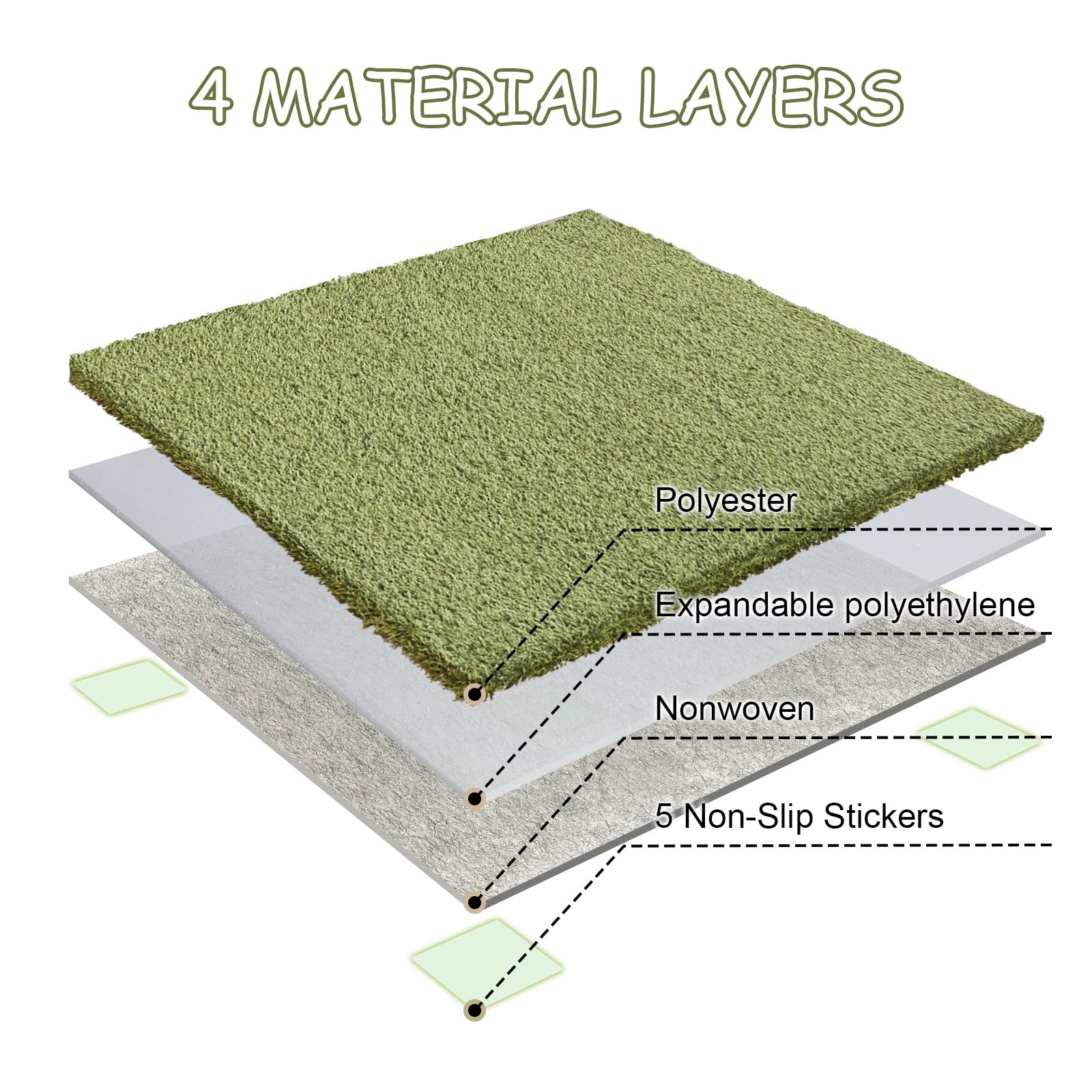 Tatami Mat Floor 64×64 Inch Foldable Plush Soft Anti Slip 4 Pieces