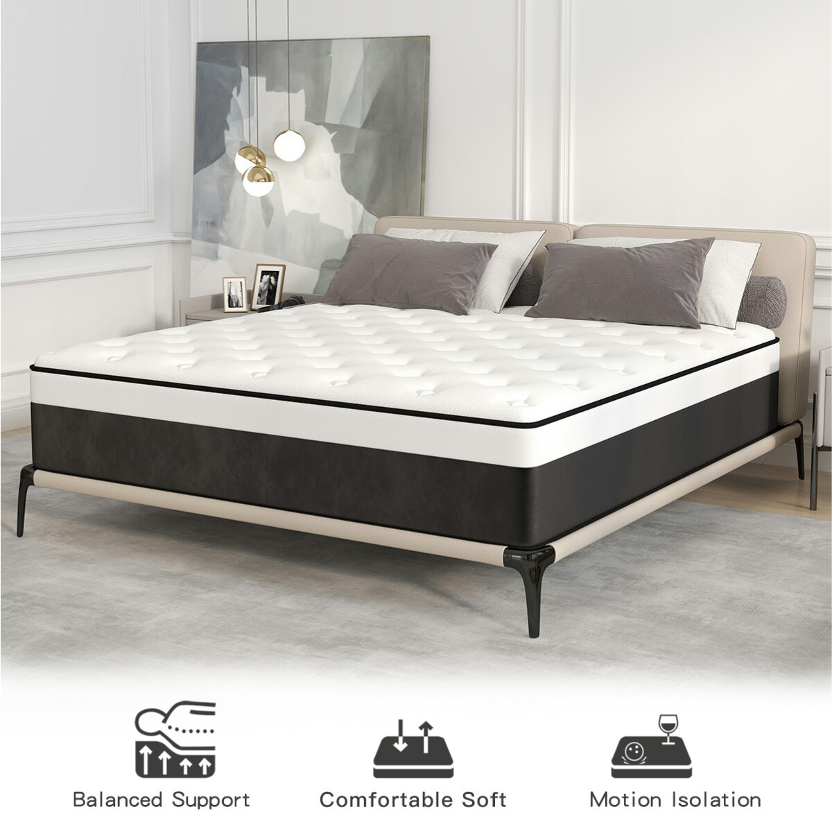 10″ 12″ 14″ Hybrid Mattres Memory Foam Spring Twin Full Queen King Bed in a Box