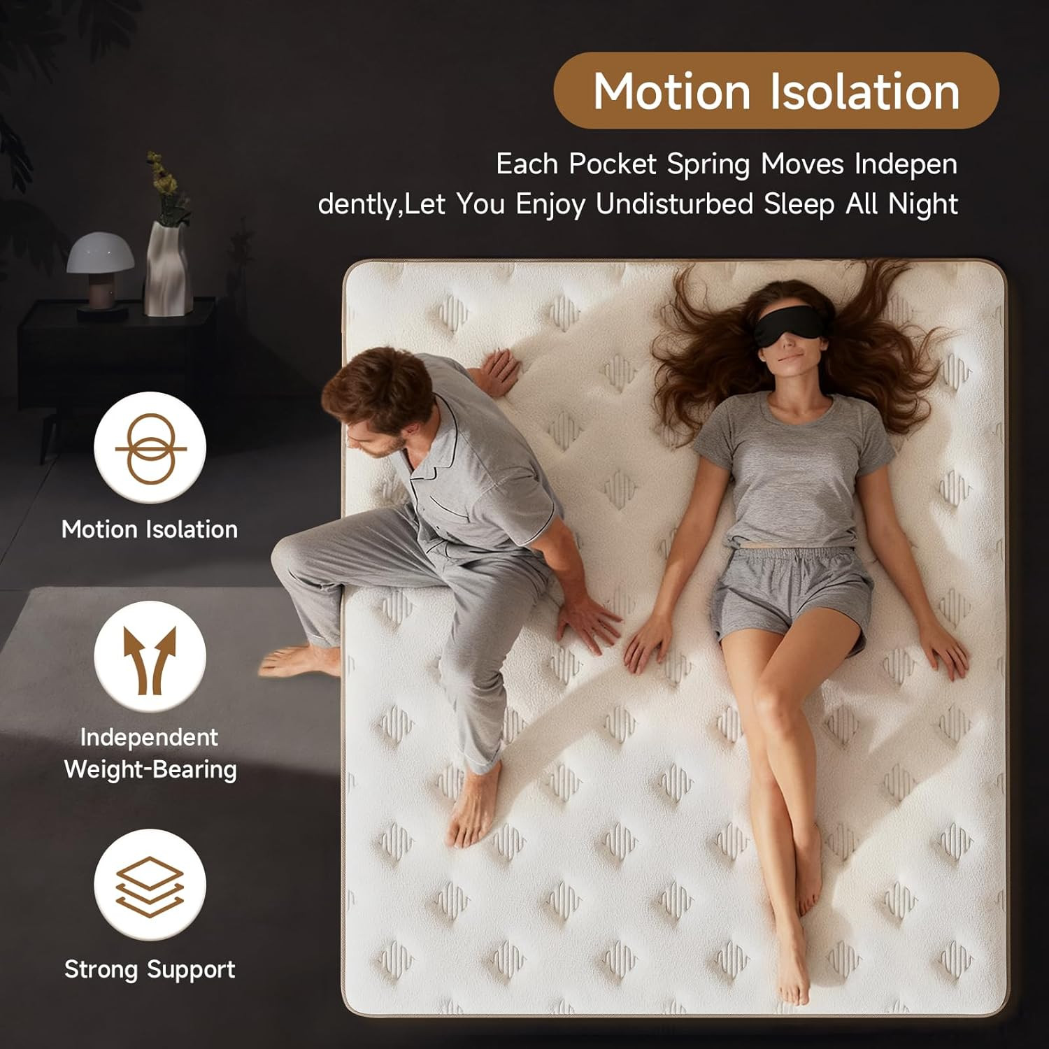 12″ Queen Hybrid Mattress – Medium Firm Cooling Memory Foam & Support