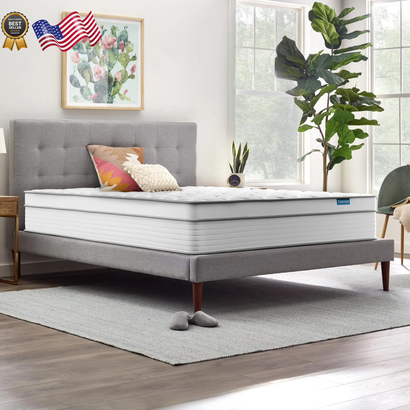 12″ QUEEN Linenspa Hybrid Mattress Plush Memory Foam And Coil Mattress Beddin