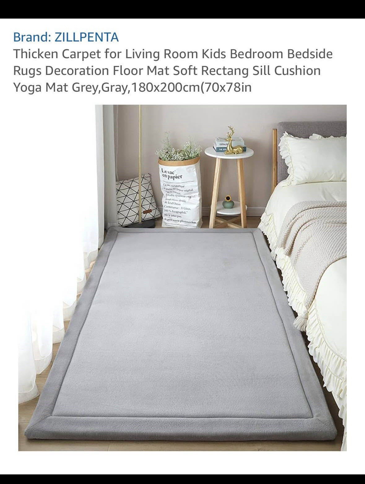 Thick Soft Area Rug 180x200cm Living Room Bedroom Kids Floor Mat Grey Brand New