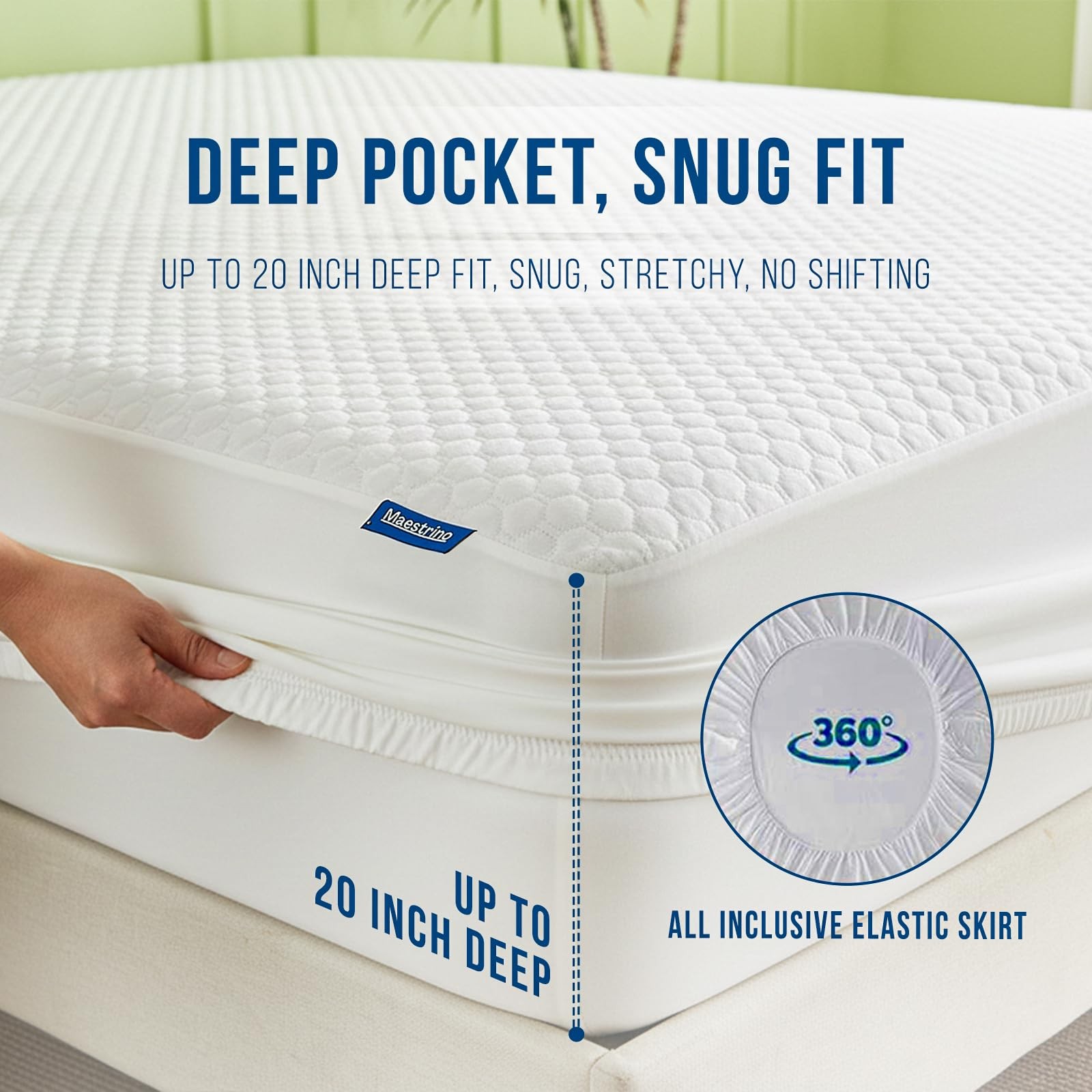 Luxury California King Size Tencel Waterproof Mattress King, White