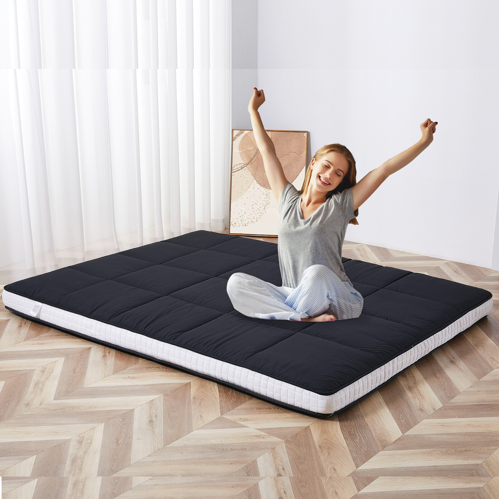 H&ZT 5″ Thick Japanese Floor Mattress, Japanese Futon Mattress Foldable Mattress