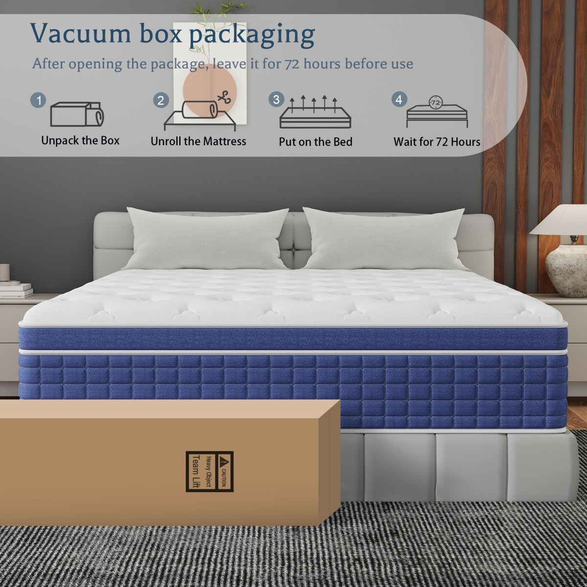 12″ 14″ Hybrid Mattress in a Box Twin Full Queen King Pocket Spring Medium Firm