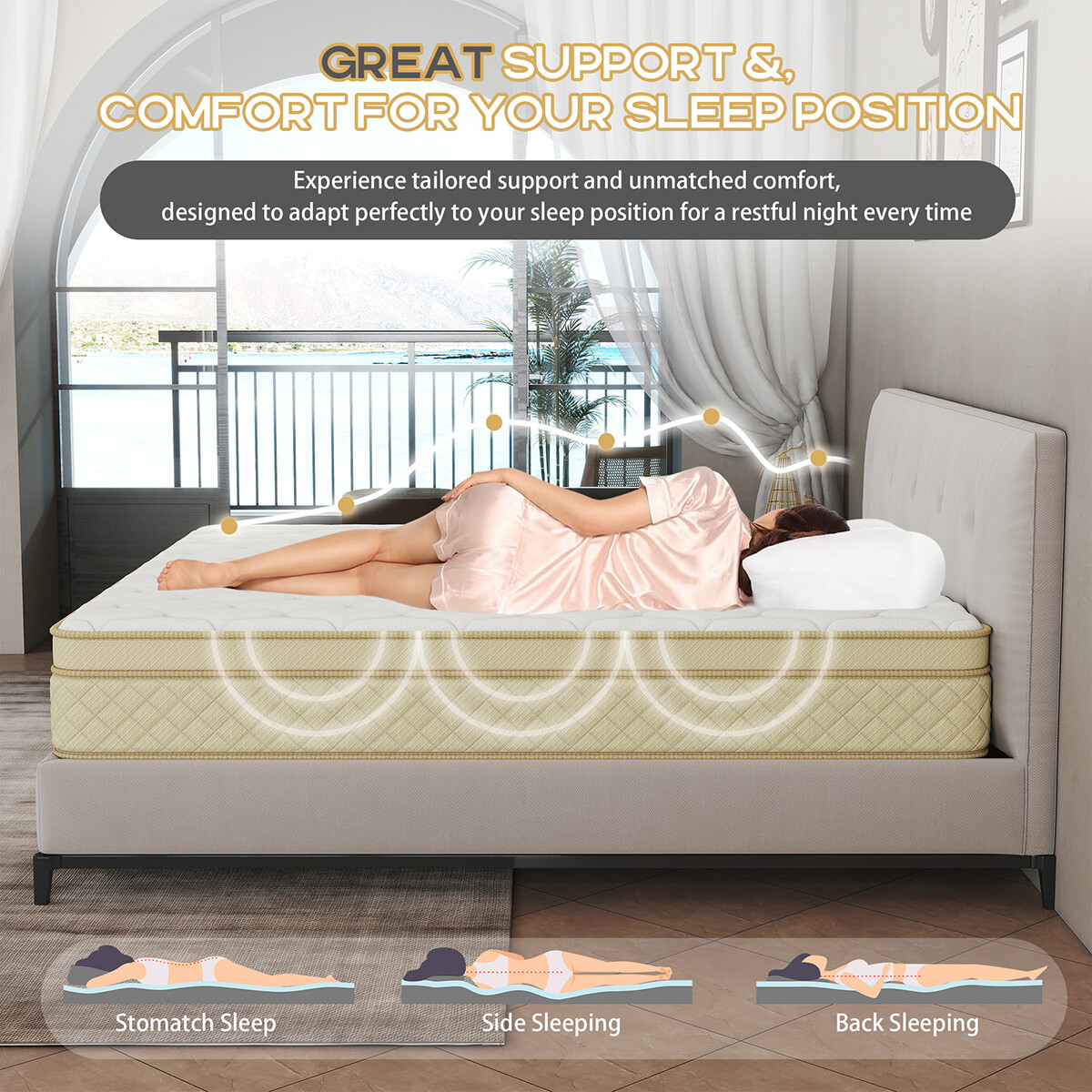 12″14″ Gel Memory Foam Mattress Hybrid Spring Twin Full Queen King Size In a Box