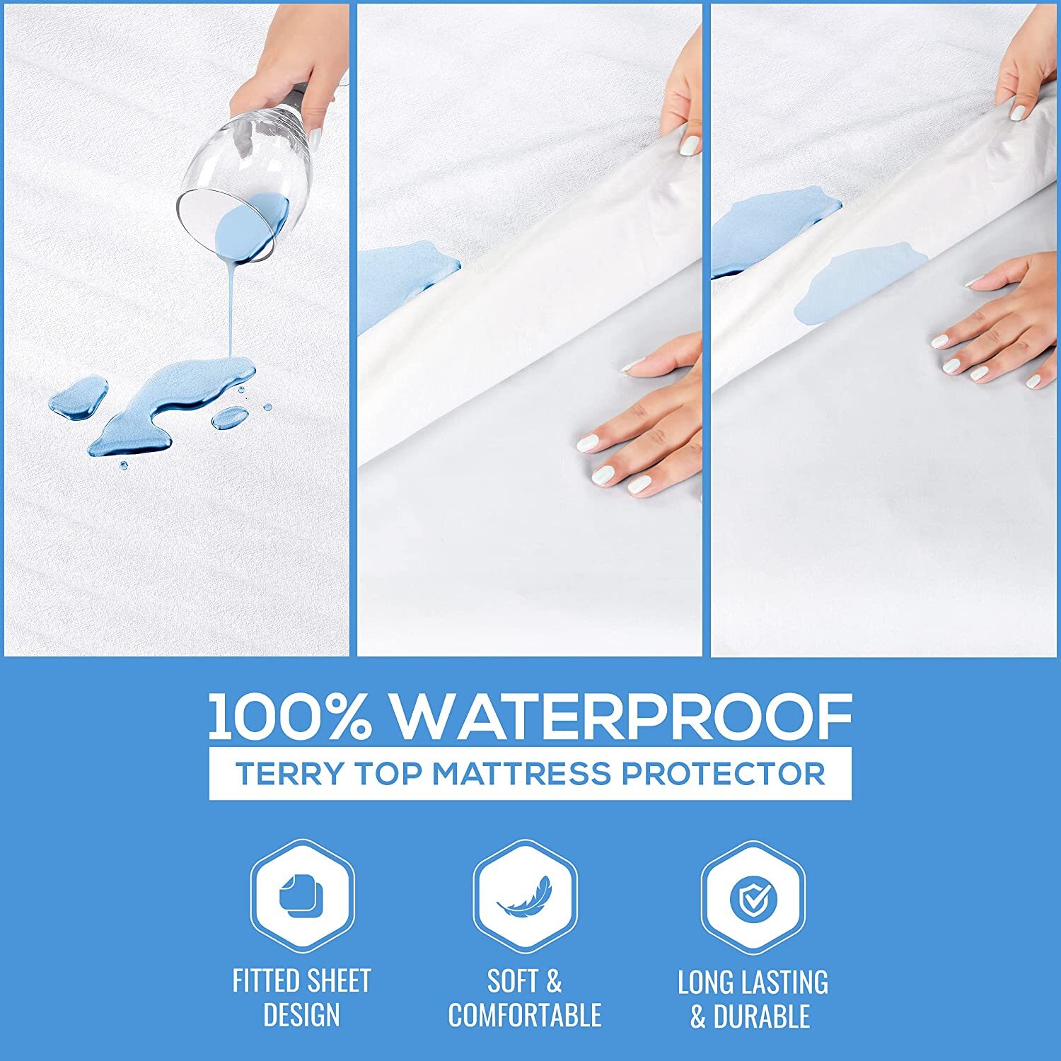 200 GSM Premium Waterproof Terry Mattress Protector Utopia Bedding