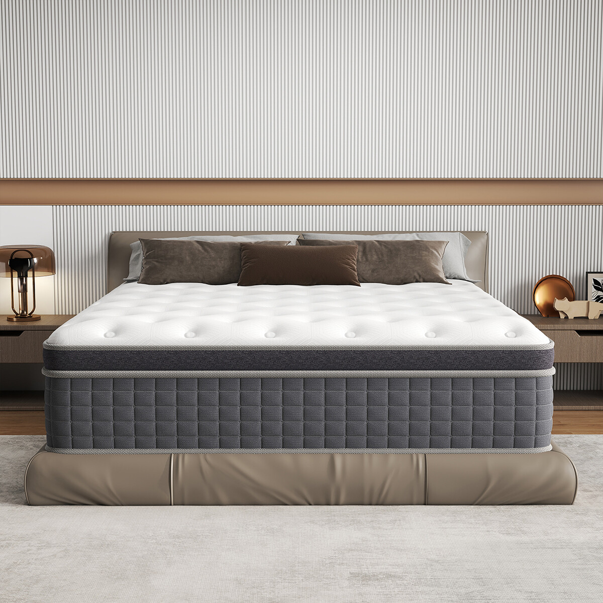 12″14″ Mattress in a Box Hybrid Spring Gel Memory Foam Twin Full Queen King Size