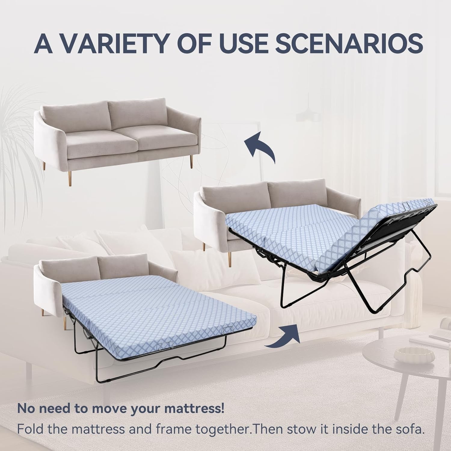 Foldable Sofa Bed Replacement Mattress Memory Foam 4″ Pull Out Sofa Bed Mattress
